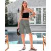 imageluvamia Bermuda Shorts for Women Knee Length High Waisted Cotton Elastic Wasit Summer Dressy Casual Long Chino ShortsGray Green