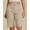 imageluvamia Bermuda Shorts for Women Knee Length High Waisted Cotton Elastic Wasit Summer Dressy Casual Long Chino ShortsLight Khaki