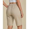 imageluvamia Bermuda Shorts for Women Knee Length High Waisted Cotton Elastic Wasit Summer Dressy Casual Long Chino ShortsLight Khaki