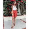 imageluvamia Bermuda Shorts for Women Knee Length High Waisted Cotton Elastic Wasit Summer Dressy Casual Long Chino ShortsSpiced Coral