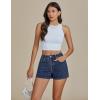imageluvamia Jean Shorts for Women High Waisted Trendy Summer Casual Wide Leg Stretchy Denim Jorts Distressed Cut Off ShortsReef Blue