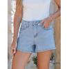 imageluvamia Jean Shorts for Women High Waisted Trendy Summer Casual Wide Leg Stretchy Denim Jorts Distressed Cut Off ShortsRoadknight Blue