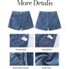 imageluvamia Jean Shorts for Women High Waisted Trendy Summer Casual Wide Leg Stretchy Denim Jorts Distressed Cut Off ShortsWategos Blue