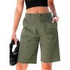 imageluvamia Bermuda Shorts for Women Knee Length High Waisted Cotton Elastic Wasit Summer Dressy Casual Long Chino ShortsArmy Green