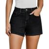 imageluvamia Jean Shorts for Women High Waisted Trendy Summer Casual Wide Leg Stretchy Denim Jorts Distressed Cut Off ShortsWashed Black