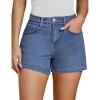 imageluvamia Jean Shorts for Women High Waisted Trendy Summer Casual Wide Leg Stretchy Denim Jorts Distressed Cut Off ShortsWategos Blue