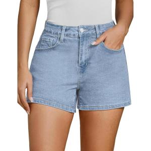 imageluvamia Jean Shorts for Women High Waisted Trendy Summer Casual Wide Leg Stretchy Denim Jorts Distressed Cut Off ShortsRoadknight Blue