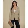 imageluvamia Dressy Blazers for Women Button Long Sleeve Lapel Business Casual Outfits Office Work Suit Blazer with PocketsBeige