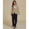 imageluvamia Dressy Blazers for Women Button Long Sleeve Lapel Business Casual Outfits Office Work Suit Blazer with PocketsBeige