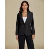 imageluvamia Dressy Blazers for Women Button Long Sleeve Lapel Business Casual Outfits Office Work Suit Blazer with PocketsBlack