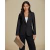 imageluvamia Dressy Blazers for Women Button Long Sleeve Lapel Business Casual Outfits Office Work Suit Blazer with PocketsBlack