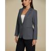 imageluvamia Dressy Blazers for Women Button Long Sleeve Lapel Business Casual Outfits Office Work Suit Blazer with PocketsDark Gray