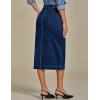 imageluvamia Jean Skirts for Women Denim Trendy Casual Stretchy High Waisted Midi Front Pockets Below Knee Skirt with SlitClassic Blue
