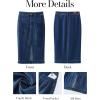 imageluvamia Jean Skirts for Women Denim Trendy Casual Stretchy High Waisted Midi Front Pockets Below Knee Skirt with SlitClassic Blue