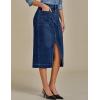 imageluvamia Jean Skirts for Women Denim Trendy Casual Stretchy High Waisted Midi Front Pockets Below Knee Skirt with SlitClassic Blue