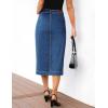 imageluvamia Jean Skirts for Women Denim Trendy Casual Stretchy High Waisted Midi Front Pockets Below Knee Skirt with SlitMedium Blue