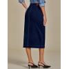 imageluvamia Jean Skirts for Women Denim Trendy Casual Stretchy High Waisted Midi Front Pockets Below Knee Skirt with SlitNightfall Blue