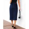 imageluvamia Jean Skirts for Women Denim Trendy Casual Stretchy High Waisted Midi Front Pockets Below Knee Skirt with SlitNightfall Blue