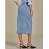 imageluvamia Jean Skirts for Women Denim Trendy Casual Stretchy High Waisted Midi Front Pockets Below Knee Skirt with SlitRoadknight Blue
