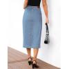 imageluvamia Jean Skirts for Women Denim Trendy Casual Stretchy High Waisted Midi Front Pockets Below Knee Skirt with SlitRoadknight Blue
