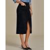 imageluvamia Jean Skirts for Women Denim Trendy Casual Stretchy High Waisted Midi Front Pockets Below Knee Skirt with SlitTrue Black