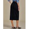 imageluvamia Jean Skirts for Women Denim Trendy Casual Stretchy High Waisted Midi Front Pockets Below Knee Skirt with SlitTrue Black