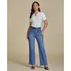 imageluvamia Wide Leg Jeans Woman High Waisted Trendy Stretchy Denim Work Trouser Jeans with Retro Button Flap Patch PocketsClassic Blue