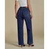 imageluvamia Wide Leg Jeans Woman High Waisted Trendy Stretchy Denim Work Trouser Jeans with Retro Button Flap Patch PocketsDark Blue