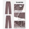 imageluvamia Wide Leg Jeans Woman High Waisted Trendy Stretchy Denim Work Trouser Jeans with Retro Button Flap Patch PocketsPecan Brown