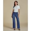 imageluvamia Wide Leg Jeans Woman High Waisted Trendy Stretchy Denim Work Trouser Jeans with Retro Button Flap Patch PocketsReef Blue