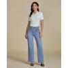 imageluvamia Wide Leg Jeans Woman High Waisted Trendy Stretchy Denim Work Trouser Jeans with Retro Button Flap Patch PocketsRoadknight Blue