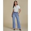 imageluvamia Wide Leg Jeans Woman High Waisted Trendy Stretchy Denim Work Trouser Jeans with Retro Button Flap Patch PocketsRoadknight Blue
