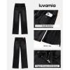 imageluvamia Wide Leg Jeans Woman High Waisted Trendy Stretchy Denim Work Trouser Jeans with Retro Button Flap Patch PocketsWashed Black