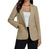 imageluvamia Dressy Blazers for Women Button Long Sleeve Lapel Business Casual Outfits Office Work Suit Blazer with PocketsBeige