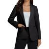 imageluvamia Dressy Blazers for Women Button Long Sleeve Lapel Business Casual Outfits Office Work Suit Blazer with PocketsBlack