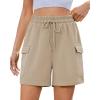 imageluvamia Sweat Shorts for Women High Wasited Baggy Cargo Pull On Elastic Waist Sport Athletic Summer Lounge Comfy ShortsLight Khaki