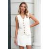 imageluvamia 2 Piece Skirt Sets for Women Dressy Sleeveless Blazer Vest Skirts Matching Suit Set Business Casual Work OutfitsCream White