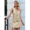 imageluvamia 2 Piece Skirt Sets for Women Dressy Sleeveless Blazer Vest Skirts Matching Suit Set Business Casual Work OutfitsLight Beige