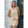 imageluvamia 2 Piece Skirt Sets for Women Dressy Sleeveless Blazer Vest Skirts Matching Suit Set Business Casual Work OutfitsLight Beige
