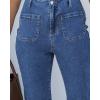 imageluvamia Capris Jeans for Women Trendy High Waisted Patch Pocket Casual Summer Cropped Stretchy Denim Skinny Capri PantsClassic Blue