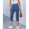imageluvamia Capris Jeans for Women Trendy High Waisted Patch Pocket Casual Summer Cropped Stretchy Denim Skinny Capri PantsClassic Blue