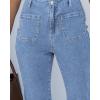 imageluvamia Capris Jeans for Women Trendy High Waisted Patch Pocket Casual Summer Cropped Stretchy Denim Skinny Capri PantsCool Blue
