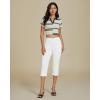 imageluvamia Capris Jeans for Women Trendy High Waisted Patch Pocket Casual Summer Cropped Stretchy Denim Skinny Capri PantsCream White