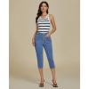 imageluvamia Capris Jeans for Women Trendy High Waisted Patch Pocket Casual Summer Cropped Stretchy Denim Skinny Capri PantsMedium Blue