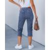 imageluvamia Capris Jeans for Women Trendy High Waisted Patch Pocket Casual Summer Cropped Stretchy Denim Skinny Capri PantsWishful Blue
