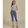 imageluvamia Capris Jeans for Women Trendy High Waisted Patch Pocket Casual Summer Cropped Stretchy Denim Skinny Capri PantsWishful Blue