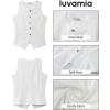 imageluvamia Denim Vest for Women Sleeveless Strechy Jean Vest Top Button Down Crewneck Casual Summer Western WaistcoatCream White