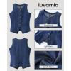 imageluvamia Denim Vest for Women Sleeveless Strechy Jean Vest Top Button Down Crewneck Casual Summer Western WaistcoatNightfall Blue