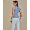 imageluvamia Denim Vest for Women Sleeveless Strechy Jean Vest Top Button Down Crewneck Casual Summer Western WaistcoatSoft Sky Blue