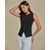 imageluvamia Denim Vest for Women Sleeveless Strechy Jean Vest Top Button Down Crewneck Casual Summer Western WaistcoatVintage Black